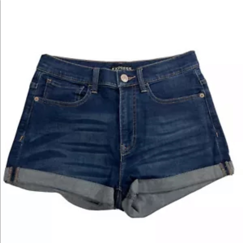 Women's Express Ultimate Shortie High Rise blue Jean Shorts Denim shorts sz 4